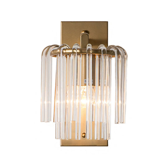 Brass Wall Sconce With Crystal Rod Shade - Modern & Chic Design