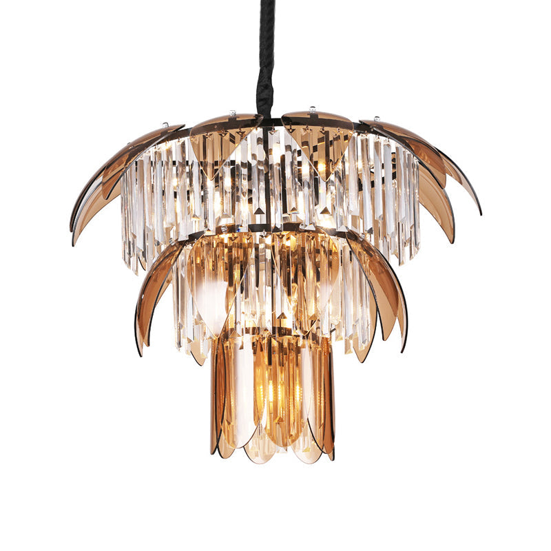 Modern Crystal Prism Chandelier - 3 Layers, 10-Light Fixture for Living Room Ceiling