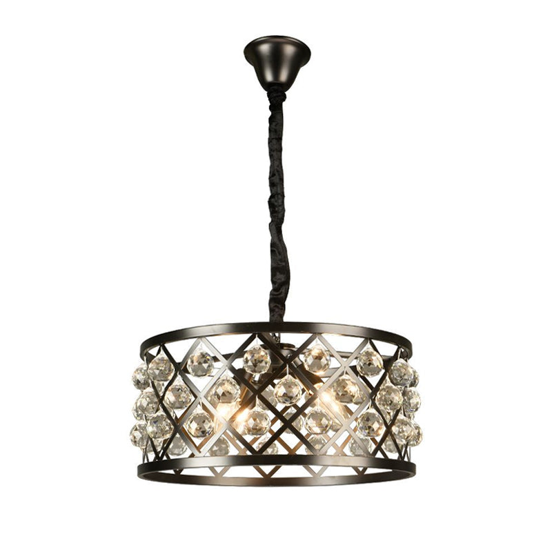 Modern 4-Light Black Chandelier With Metal And Crystal Accents For Dining Room Ceiling