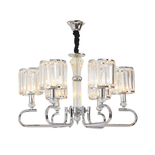 Contemporary Crystal Hanging Ceiling Light - Chrome Chandelier, 3/6 Light Options