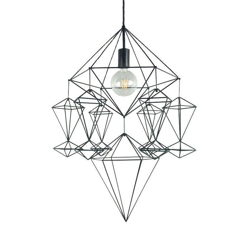 Black Diamond Pendant Ceiling Light Fixture - Classical Metal 1-Light For Living Room