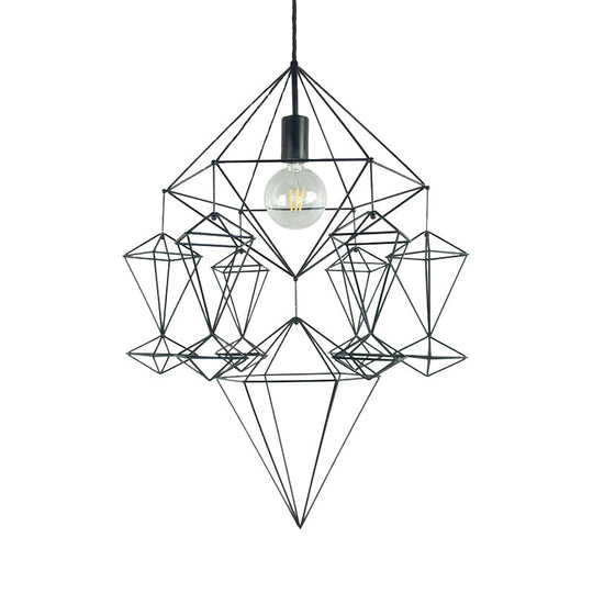 Black Diamond Pendant Ceiling Light Fixture - Classical Metal 1-Light For Living Room