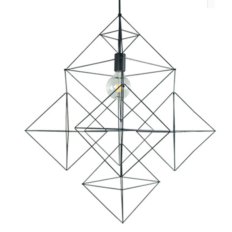 Geometric Black Pendant Light - Classic Metal Hanging Lamp For Dining Room