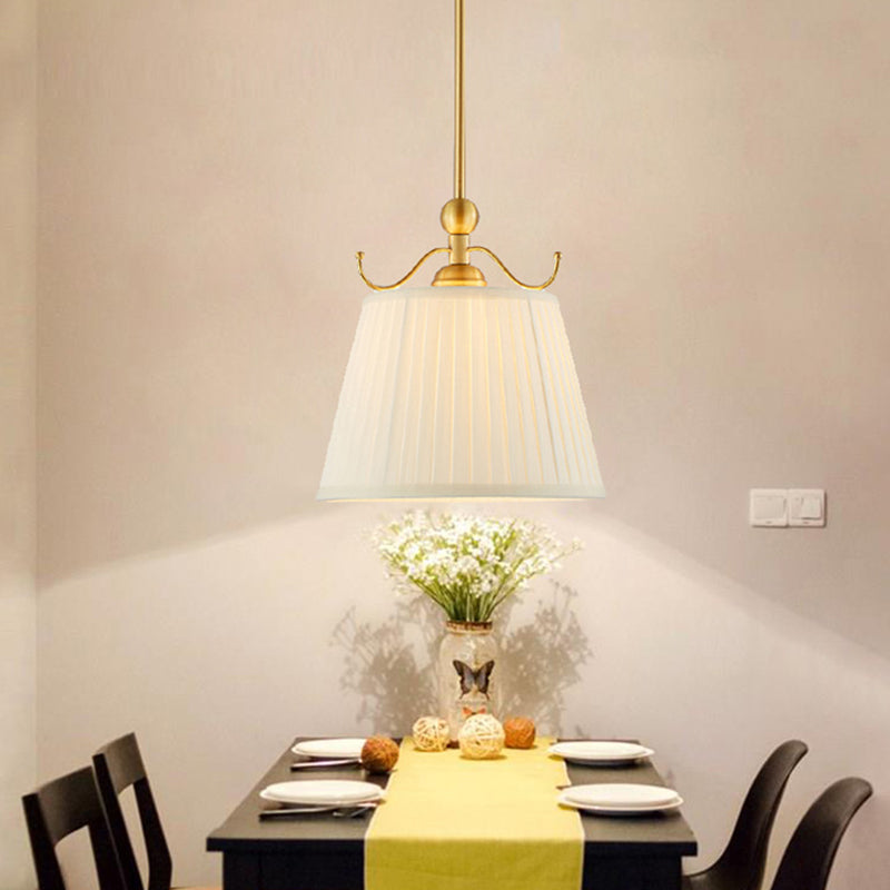 White Fabric Pendant Lamp: Classic Chandelier For Dining Room 1 Light 11/15 Wide / 11