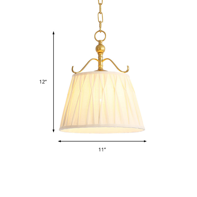 White Fabric Pendant Lamp: Classic Chandelier For Dining Room 1 Light 11/15 Wide