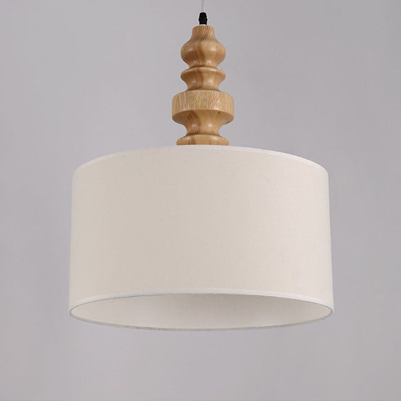 Classic Drum White Fabric Pendant Light For Restaurants - 16 Wide