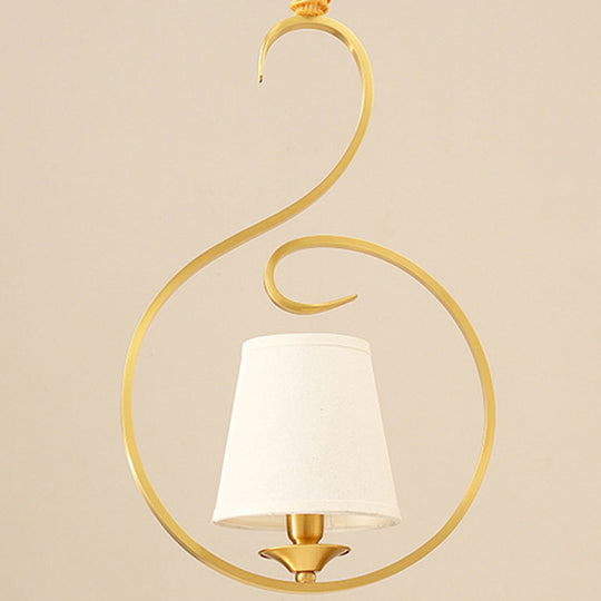 Golden Fabric Pendant Ceiling Light | Classic Cone Hanging Lamp For Living Room