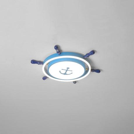 Childrens Led Flush Mount Ceiling Light - Metallic Rudder Design