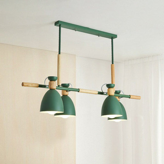 Sleek Dome Shade Island Pendant Light With Metallic Finish - Ideal For Dining Rooms Green