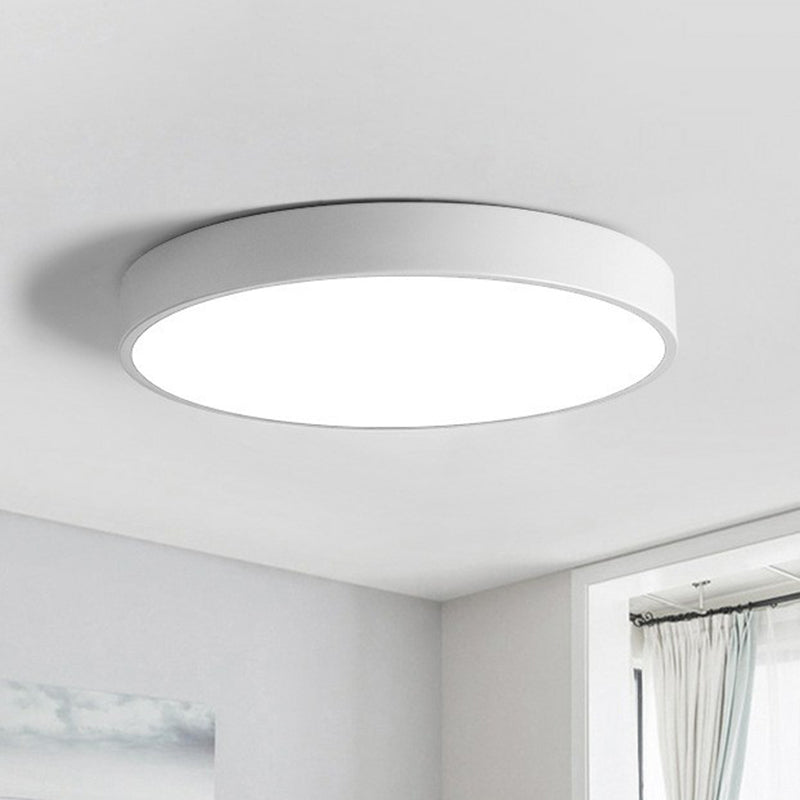 Modern Nordic Style Metallic Led Flush Mount Ceiling Light For Bedrooms - Extra-Thin Round Design