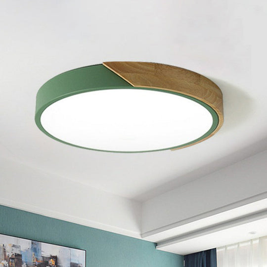 Nordic Style Led Flush Mount Ceiling Light Round Metallic Bedroom Lighting Green / 9