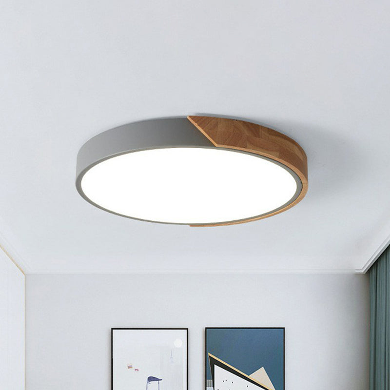 Nordic Style Led Flush Mount Ceiling Light Round Metallic Bedroom Lighting Grey / 9