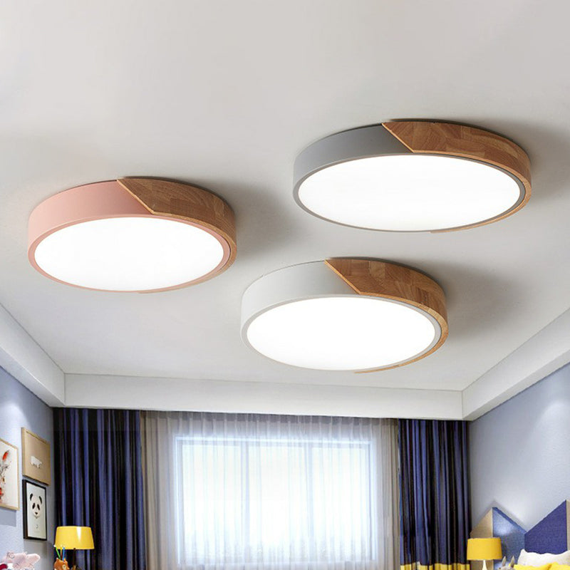 Nordic Style Led Flush Mount Ceiling Light Round Metallic Bedroom Lighting
