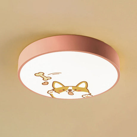 Fun Cartoon Pattern Led Flush Mount Ceiling Light For Kids Bedrooms