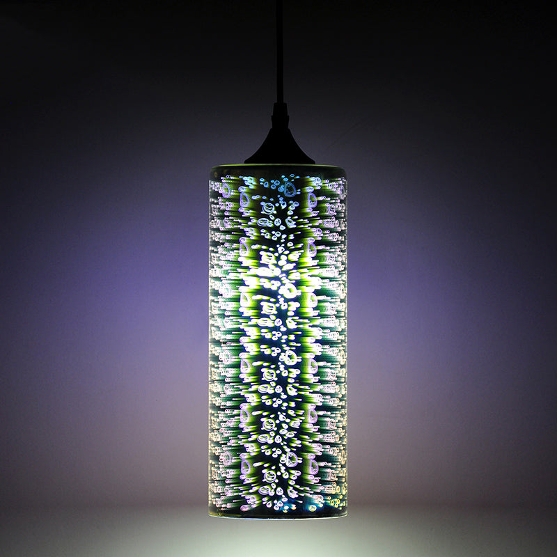 Modern Firework Glass Pendant Light - Black / D