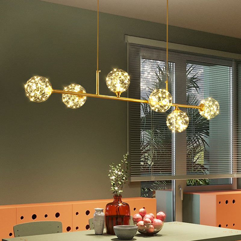 Minimalist Led Pendant Light With Clear Glass Sphere Shade And Brass Finish