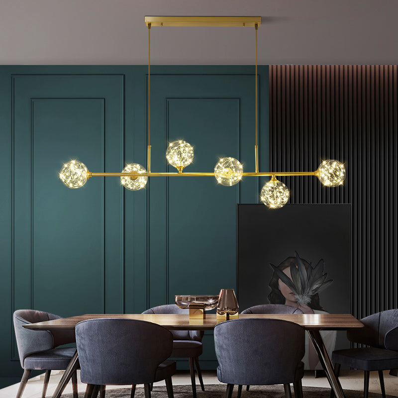 Minimalist Led Pendant Light With Clear Glass Sphere Shade And Brass Finish