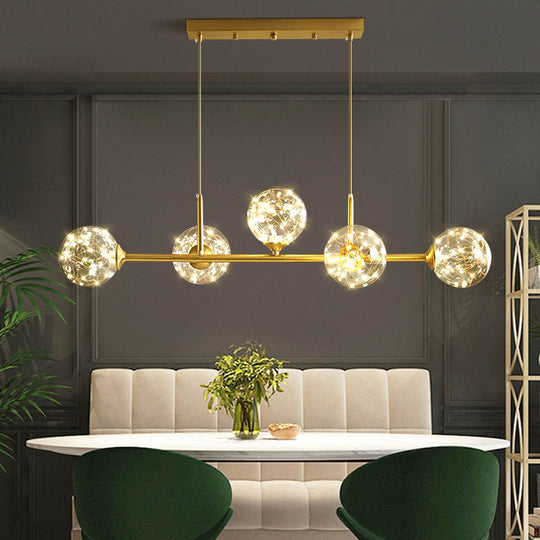 Minimalist Led Pendant Light With Clear Glass Sphere Shade And Brass Finish 5 / Natural