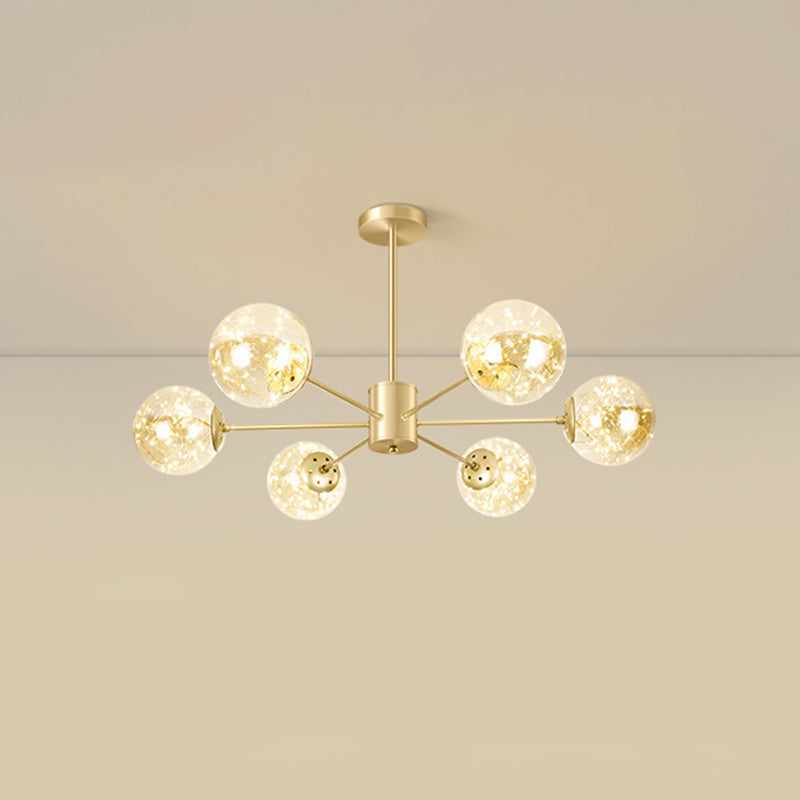 Contemporary Radial Led Pendant Chandelier With Clear Globe Glass Shade - Metallic Gold Finish 6 /