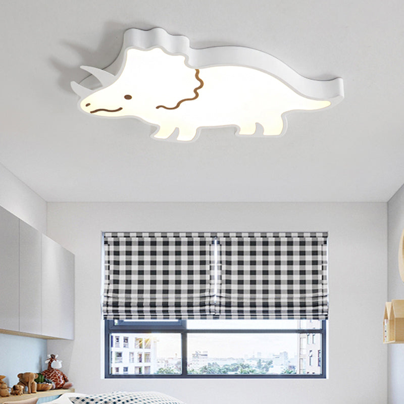 Roaring Fun: Dinosaur Design Led Flush Pendant Light For Kids Rooms White / Warm Ceiling