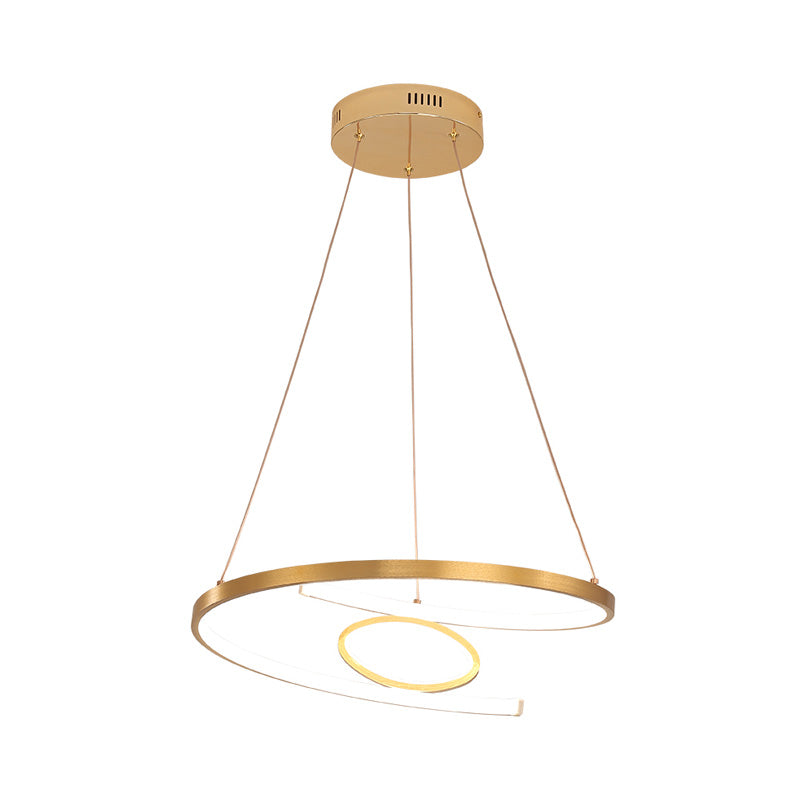 Modern Acrylic Led Gold Hanging Pendant Lamp - 18/23.5 Wide Twist Chandelier White/Warm Light For