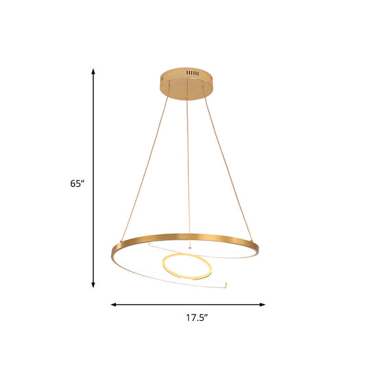 Modern Acrylic Led Gold Hanging Pendant Lamp - 18/23.5 Wide Twist Chandelier White/Warm Light For