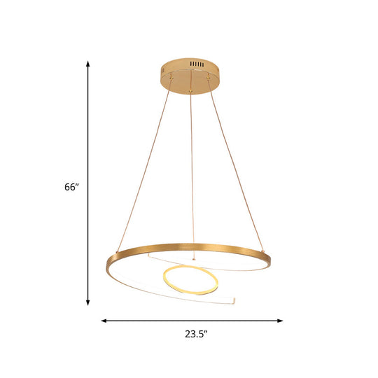 18"/23.5" Wide Modern Acrylic LED Gold Chandelier Pendant Lamp in White/Warm Light for Living Room