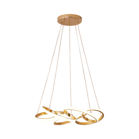 Modern Acrylic Led Chandelier Lamp - Wide Curve Design White/Warm Light 19.5/25.5 Gold Pendant For