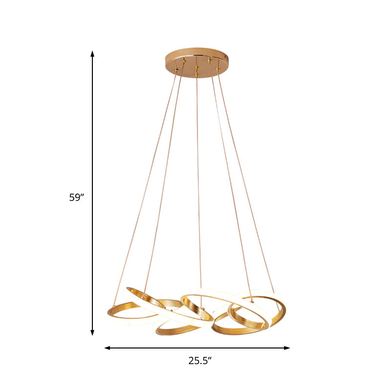Modern Acrylic Led Chandelier Lamp - Wide Curve Design White/Warm Light 19.5/25.5 Gold Pendant For