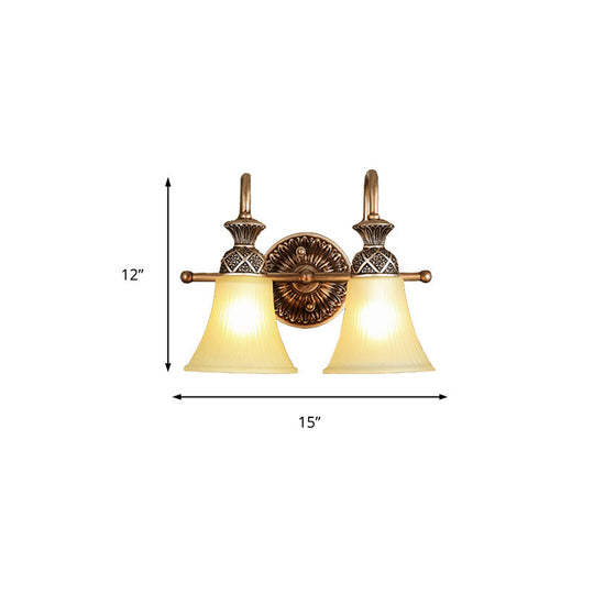 Frosted Glass Bell Vanity Lighting - Classic 2/3 Lights Bathroom Wall Mounted Lamp Bronze Finish