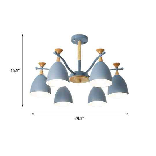 Contemporary Cone Chandelier Pendant Light - Metal 3/6/8 Lights Grey/White/Green Bedroom Lighting