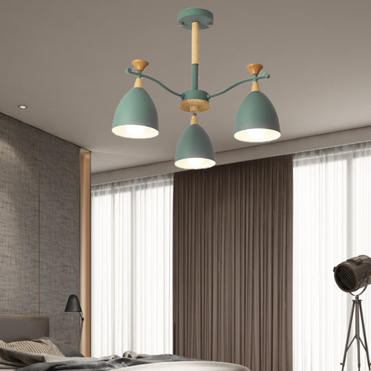 Contemporary Cone Chandelier Pendant Light - Metal 3/6/8 Lights Grey/White/Green Bedroom Lighting 3