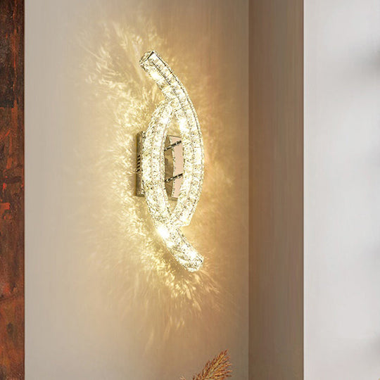 Modern Leaf Wall Light: Crystal Living Room Led Lamp Stainless-Steel Mount