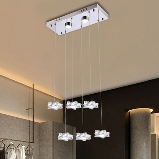 Modern K9 Crystal Star Pendant Ceiling Light With Led And Stainless-Steel Design