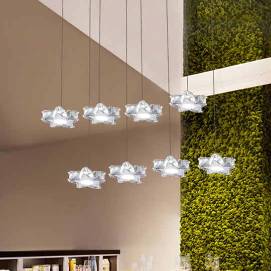 Modern K9 Crystal Star Pendant Ceiling Light With Led And Stainless-Steel Design