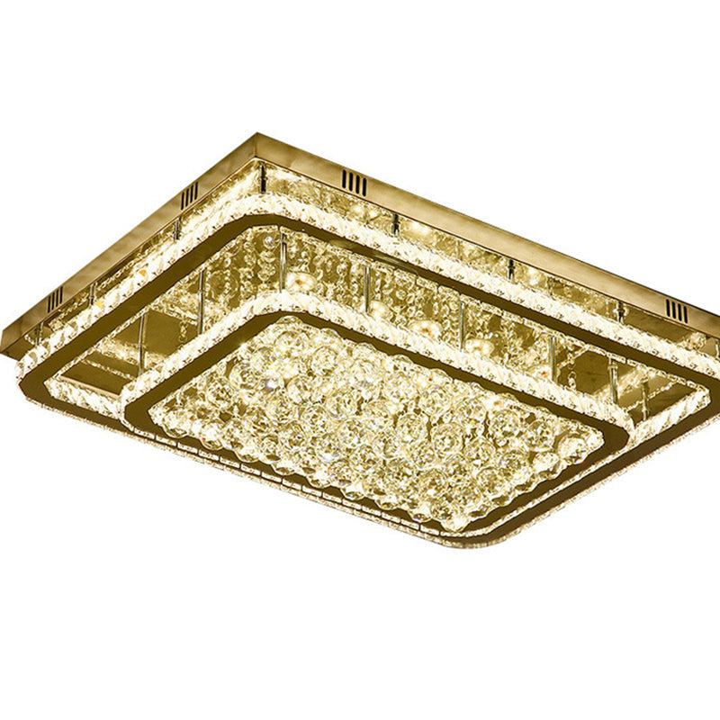 Contemporary Crystal Led Flush Mount Stainless-Steel Ceiling Light