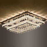 Led Crystal Stainless-Steel Rectangle Flush Mount Ceiling Light