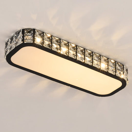 Artistic Led Crystal Flush Ceiling Light Fixture - Rounded Rectangle Corridor Black / Small Yellow