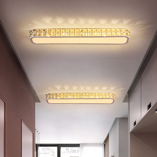 Artistic Led Crystal Flush Ceiling Light Fixture - Rounded Rectangle Corridor