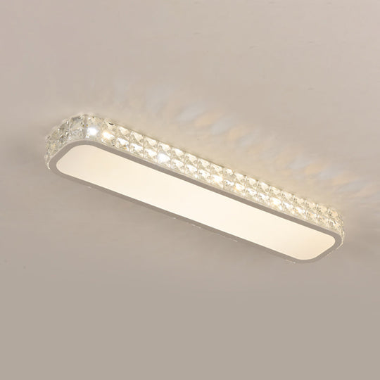 Artistic Led Crystal Flush Ceiling Light Fixture - Rounded Rectangle Corridor White / Medium Third