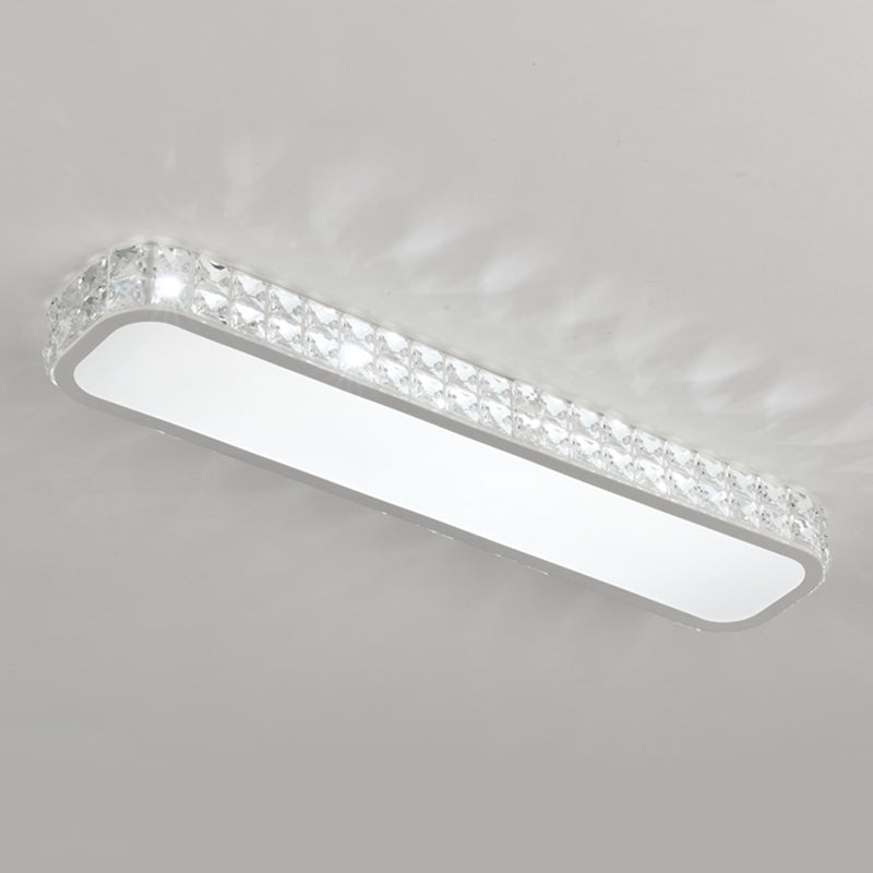 Artistic Led Crystal Flush Ceiling Light Fixture - Rounded Rectangle Corridor White / Large