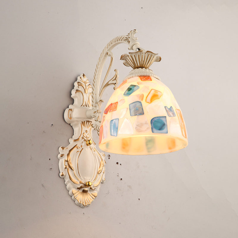 Traditional Tiffany Glass Wall Lamp With Bell Shade - Perfect For Corridor Lighting 1 / White