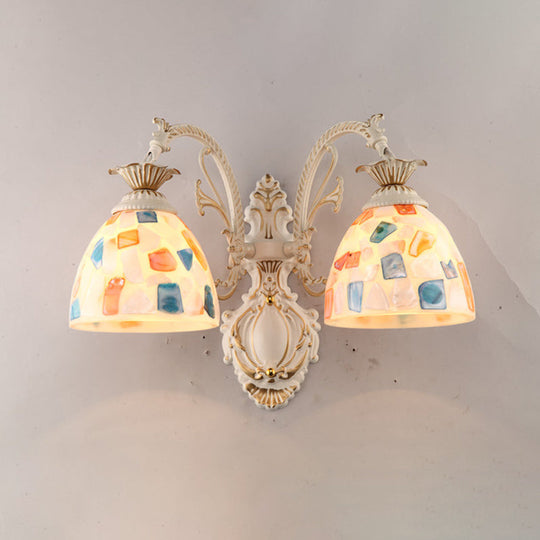 Traditional Tiffany Glass Wall Lamp With Bell Shade - Perfect For Corridor Lighting 2 / White