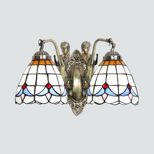 Vintage Wall Light With Stained Glass And Mermaid Detailing 2 / Red