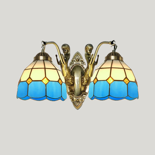 Vintage Wall Light With Stained Glass And Mermaid Detailing 2 / Sky Blue