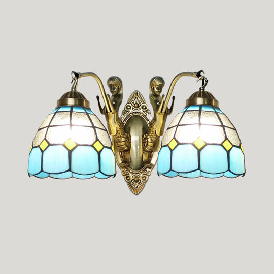 Vintage Wall Light With Stained Glass And Mermaid Detailing 2 / Clear