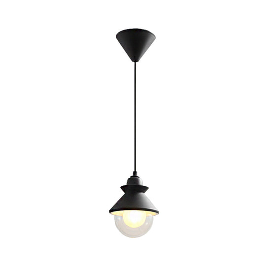 Black/Pink Macaron Style Pendant Ceiling Light With Double Glass Shade