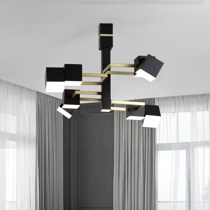 Retro Metal Black Pendant Chandelier - Tiered Design 8 Lights 30/37.5 Wide / 37.5