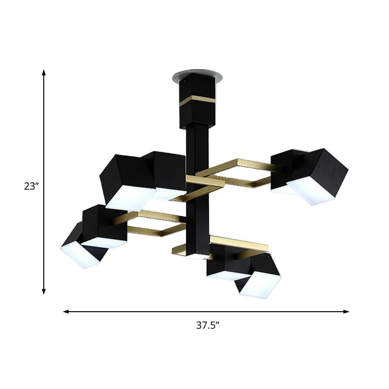 Retro Metal Black Pendant Chandelier - Tiered Design 8 Lights 30/37.5 Wide