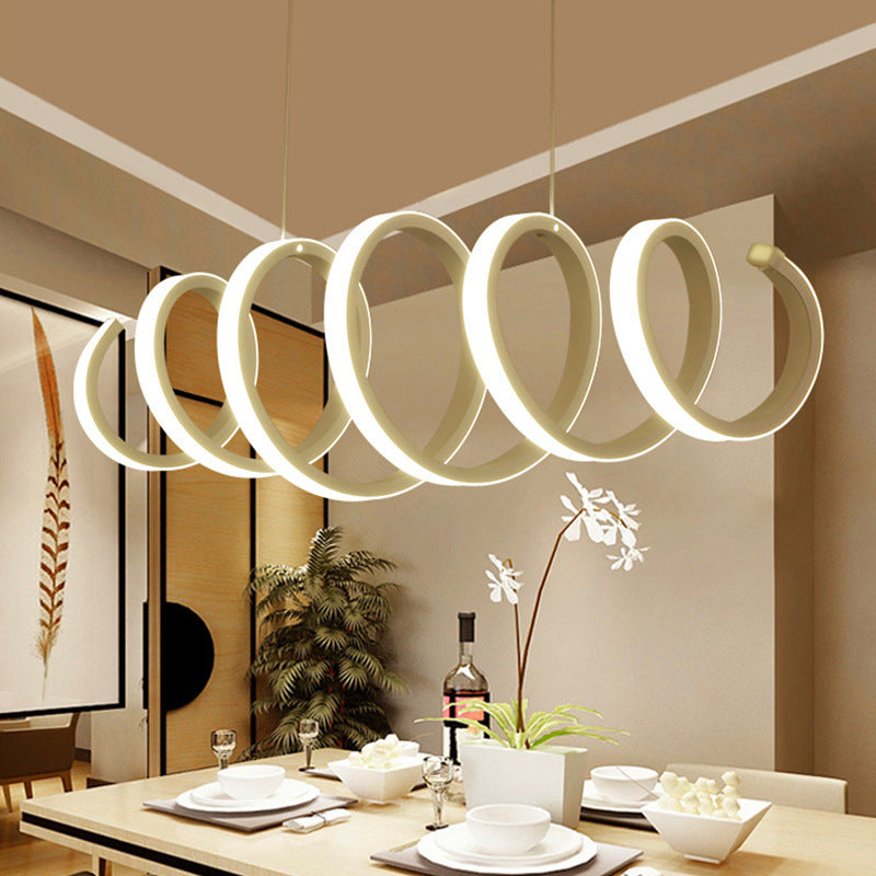 Sleek Spiral Led Pendant Light: Minimalistic Metal White Hanging Lamp - Warm/White Light